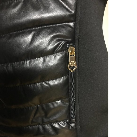 NWT Nanette Lepore Black Puffer Coat Jacket Vest Hooded Fall Winter Faux fur - Picture 4 of 10